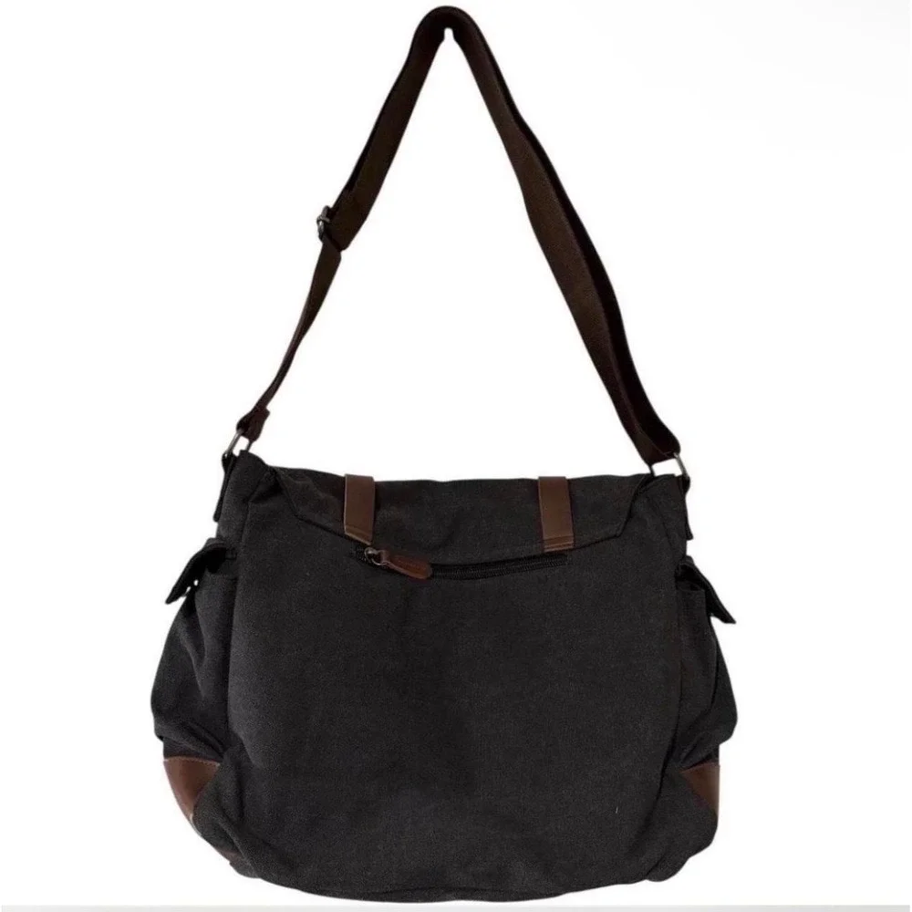 Vintage Style Large Capacity Laptop Crossbody / Shoulder Messenger Bag - Black